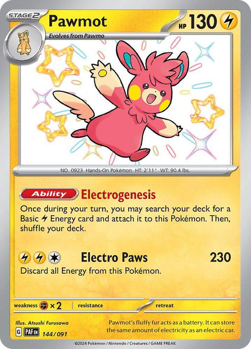 Pawmot (144/091) [Scarlet & Violet: Paldean Fates] - for just $1.35! 