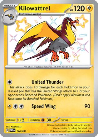 Kilowattrel 146/091 - SV Paldean Fates Holofoil - for just $1.13! 