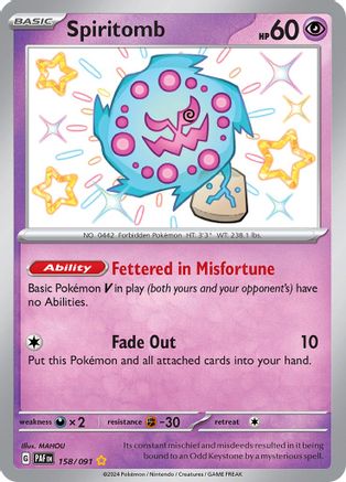 Spiritomb 158/091 - SV Paldean Fates Holofoil - for just $1.99! 