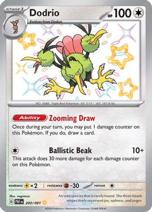 Dodrio 200/091 - SV Paldean Fates Holofoil - for just $2.08! 
