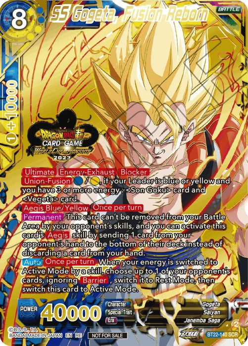 SS Gogeta, Fusion Reborn (2023 World Championship Stamp) (BT22-140) [Tournament Promotion Cards] - for just $0.10! 