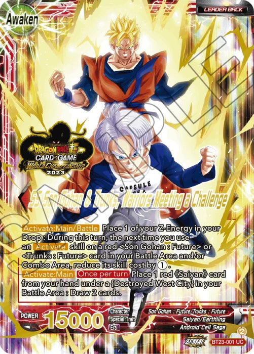 Son Gohan & Trunks // SS Son Gohan & Trunks, Warriors Meeting a Challenge (2023 Worlds ZENKAI 06 Leader Set) (BT23-001) [Tournament Promotion Cards] - for just $6000! 