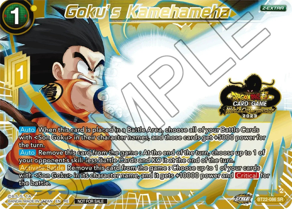Goku's Kamehameha (2023 World Championship Z-Extra Card Set) (BT22-086) [Tournament Promotion Cards] - for just $4000! 