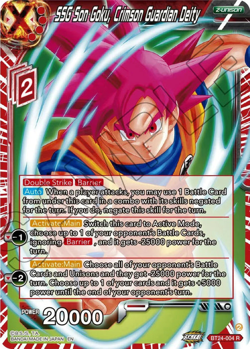 SSG Son Goku, Crimson Guardian Deity (BT24-004) [Beyond Generations] - for just $0.20! 