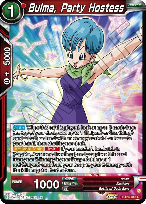 Bulma, Party Hostess (BT24-018) [Beyond Generations] - for just $0.10! 