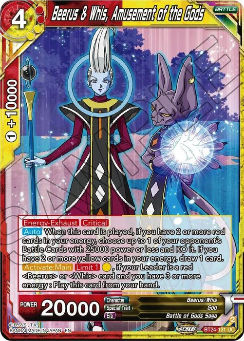 Beerus & Whis, Amusement of the Gods (BT24-131) [Beyond Generations] - for just $0.10! 