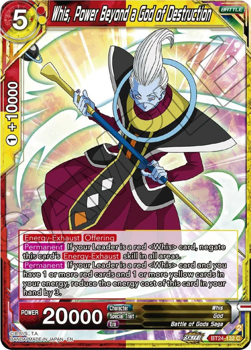 Whis, Power Beyond a God of Destruction (BT24-132) [Beyond Generations] - for just $0.10! 