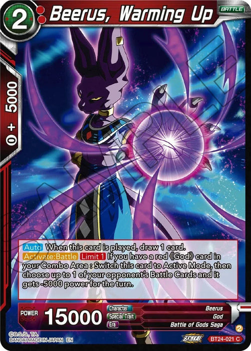 Beerus, Warming Up (BT24-021) [Beyond Generations] - for just $0.10! 