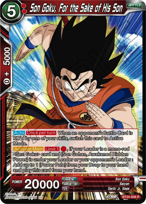 Son Goku, For the Sake of His Son (BT24-008) [Beyond Generations] - for just $0.10! 