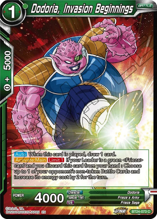 Dodoria, Invasion Beginnings (BT24-073) [Beyond Generations] - for just $0.10! 