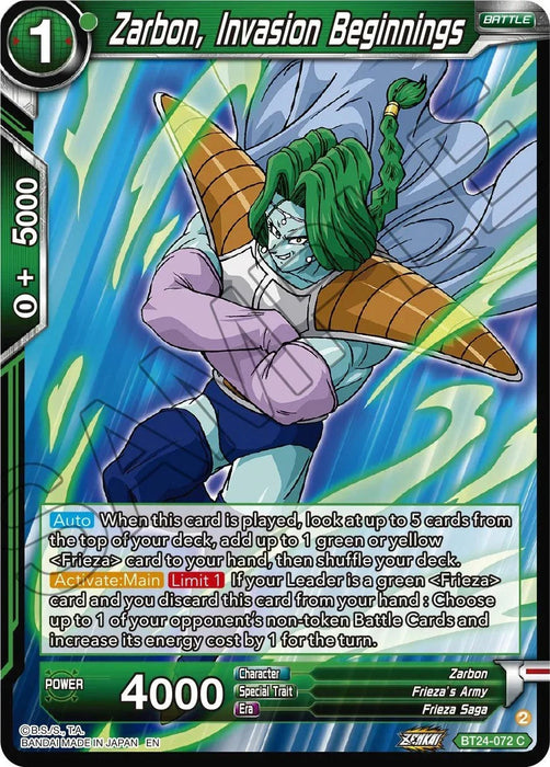 Zarbon, Invasion Beginnings (BT24-072) [Beyond Generations] - for just $0.10! 