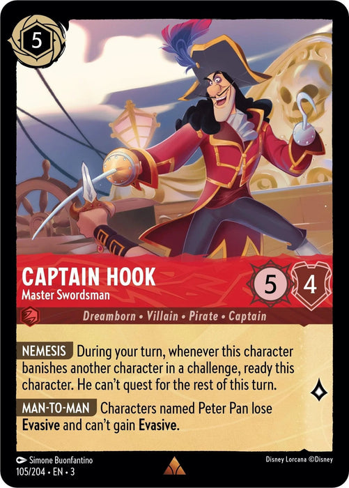 Captain Hook - Master Swordsman (105/204) [Into the Inklands] - for just $0.10! 
