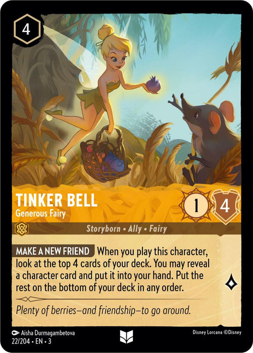 Tinker Bell - Generous Fairy (22/204) - Into the Inklands - for just $0.02! 