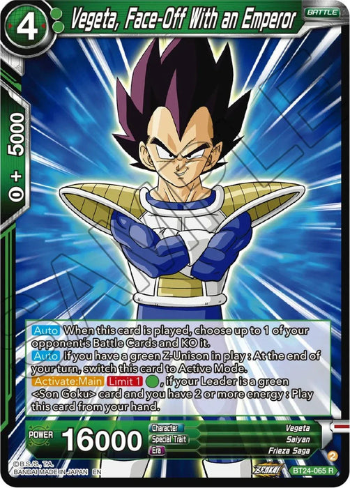 Vegeta, Face-Off With an Emperor (BT24-065) [Beyond Generations] - for just $0.10! 