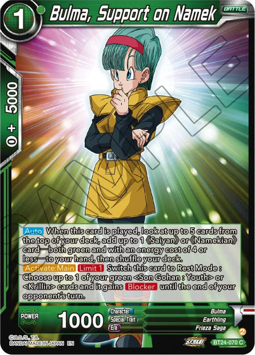 Bulma, Support on Namek (BT24-070) [Beyond Generations] - for just $0.10! 