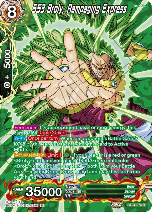 SS3 Broly, Rampaging Express (Collector Booster) (BT24-074) [Beyond Generations] - for just $1.40! 