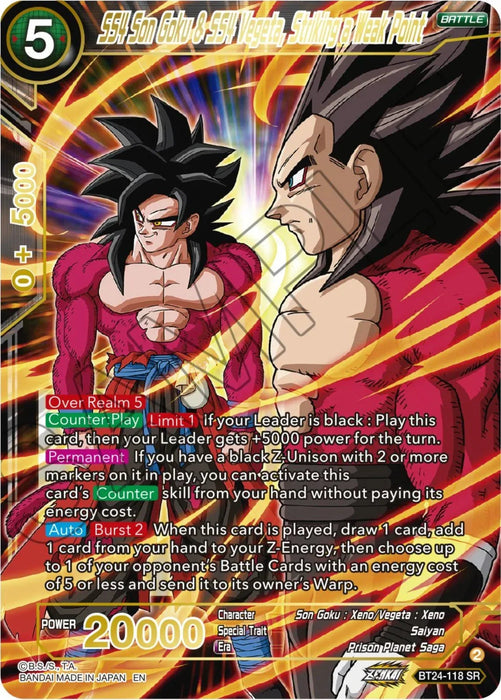 SS4 Son Goku & SS4 Vegeta, Striking a Weak Point (BT24-118) [Beyond Generations] - for just $6.85! 