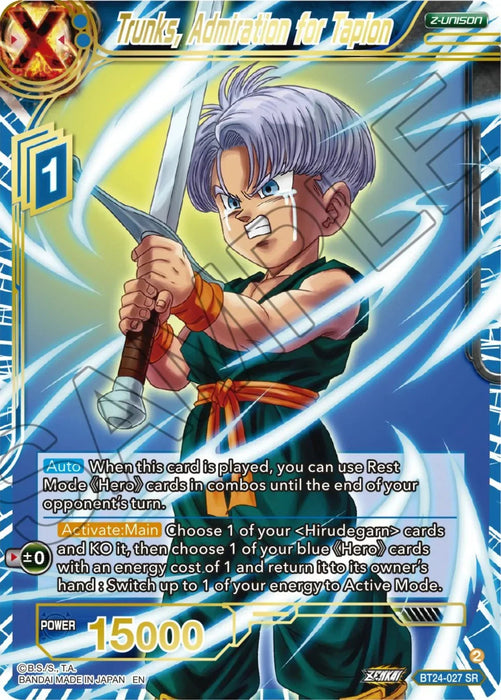 Trunks, Admiration of Tapion (BT24-027) [Beyond Generations] - for just $0.15! 