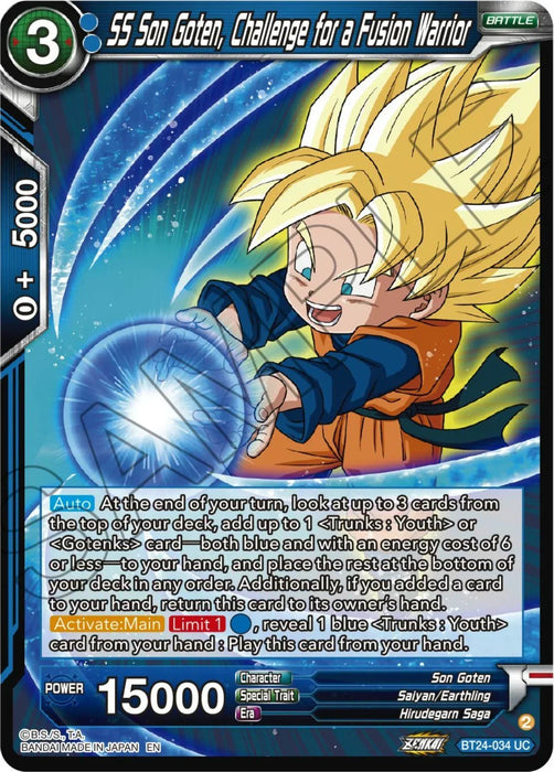 SS Son Goten, Challenge for a Fusion Warrior (BT24-034) [Beyond Generations] - for just $0.10! 