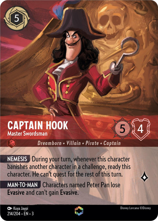Captain Hook - Master Swordsman (Enchanted) (214/204) - Into the Inklands Holofoil - for just $17.54! 