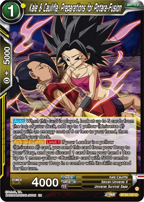 Kale & Caulifla, preparations for Potara-Fusion (BT24-107) [Beyond Generations] - for just $0.10! 