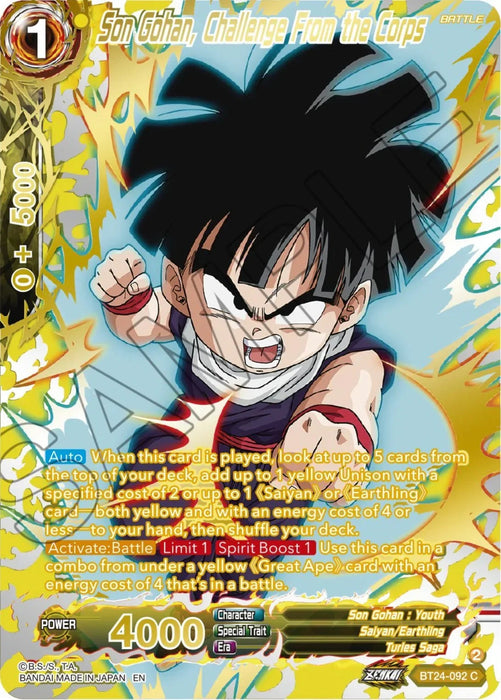 Son Gohan, Challenge From the Corps (Collector Booster) (BT24-092) [Beyond Generations] - for just $2.20! 