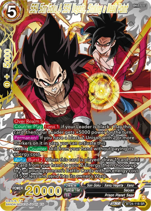 SS4 Son Goku & SS4 Vegeta, Striking a Weak Point (Collector Booster) (BT24-118) [Beyond Generations] - for just $12.85! 