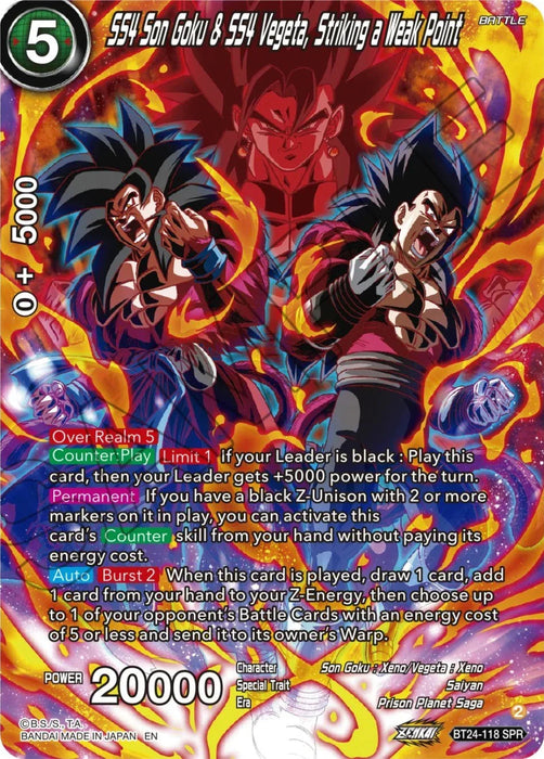 SS4 Son Goku & SS4 Vegeta, Striking a Weak Point (SPR) (BT24-118) [Beyond Generations] - for just $12.95! 