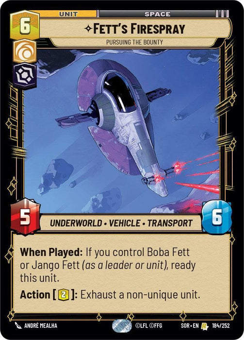 Fett's Firespray - Pursuing the Bounty (184/252) [Spark of Rebellion] - for just $0.20! 