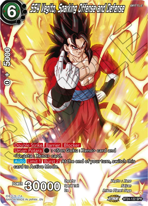 SS4 Vegito, Sparking Offense and Defense (SPR) (BT24-122) [Beyond Generations] - for just $3.95! 