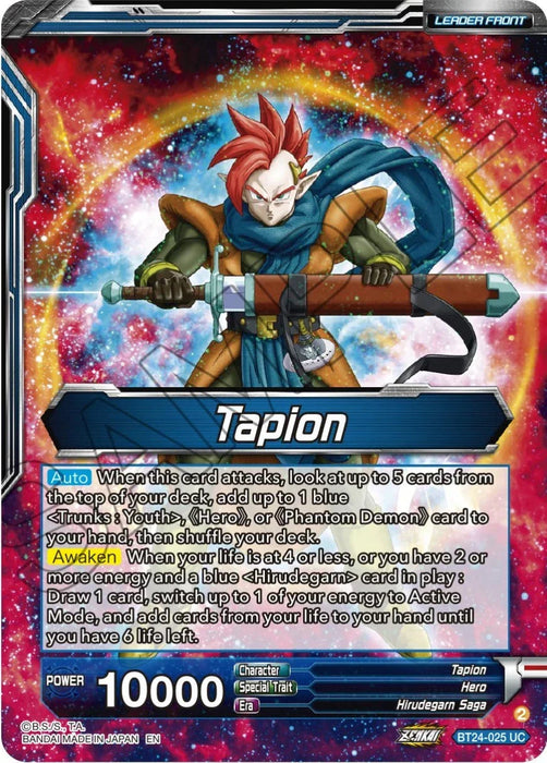 Tapion // Tapion, Hero Revived in the Present (SLR) (BT24-025) [Beyond Generations] - for just $7.55! 