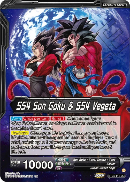 SS4 Son Goku & SS4 Vegeta // SS4 Vegito, Sparking Potara Warrior (SLR) (BT24-112) [Beyond Generations] - for just $47.50! 