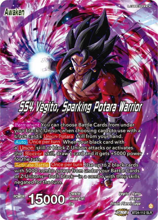 SS4 Son Goku & SS4 Vegeta // SS4 Vegito, Sparking Potara Warrior (SLR) (BT24-112) [Beyond Generations] - for just $47.50! 