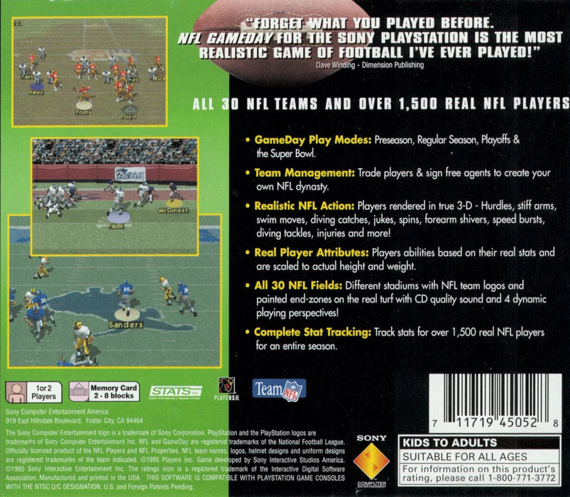 NFL GameDay – PlayStation 1 (PS1) - for just $0! 