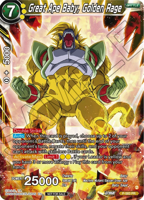 Great Ape Baby, Golden Rage (Zenkai Series Tournament Pack Vol.7) (P-583) [Tournament Promotion Cards] - for just $0.30! 