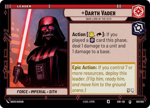 Darth Vader - Dark Lord of the Sith (Prerelease Promo) (001/002) [Spark of Rebellion Promos] - for just $0.75! 
