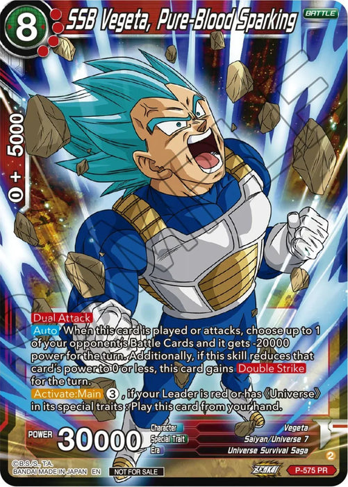 SSB Vegeta, Pure-Blood Sparking (Zenkai Series Tournament Pack Vol.7) (P-575) [Tournament Promotion Cards] - for just $0.25! 
