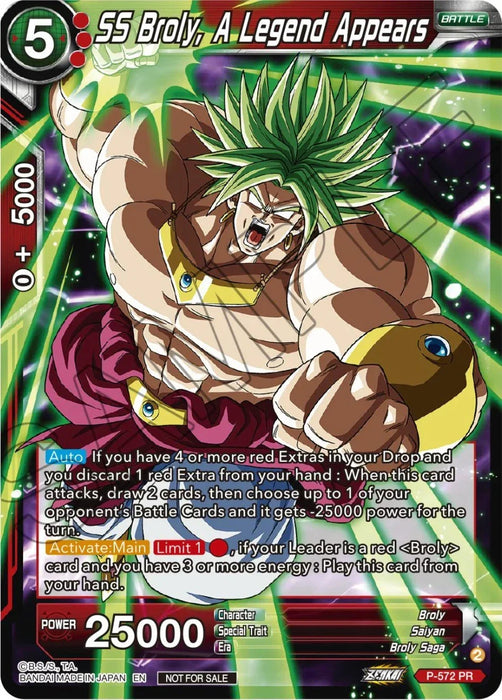 SS Broly, A Legend Appears (Zenkai Series Tournament Pack Vol.7) (P-572) [Tournament Promotion Cards] - for just $1.85! 