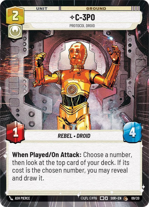 C-3PO - Protocol Droid (Hyperspace) (Weekly Play Promo) (9/20) [Spark of Rebellion Promos] - for just $0.15! 