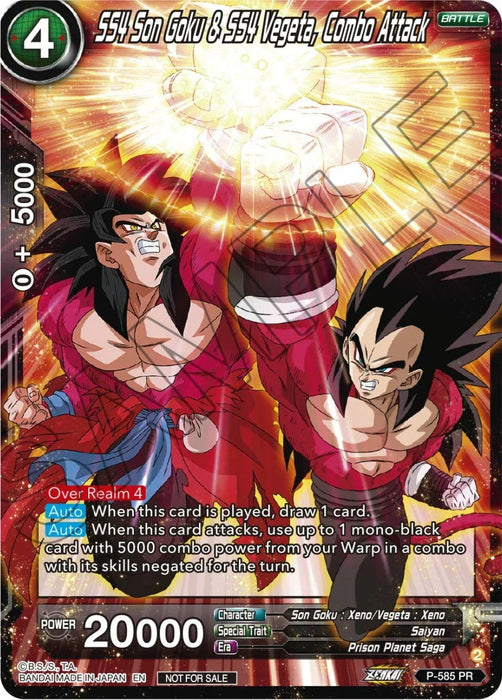 SS4 Son Goku & SS4 Vegeta, Combo Attack (Zenkai Series Tournament Pack Vol.7) (P-585) [Tournament Promotion Cards] - for just $6.80! 