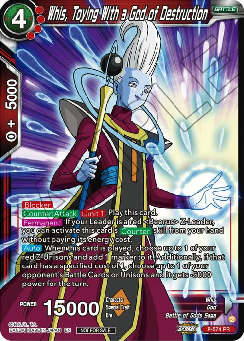 Whis, Toying With a God of Destruction (Zenkai Series Tournament Pack Vol.7) (P-574) [Tournament Promotion Cards] - for just $0.10! 