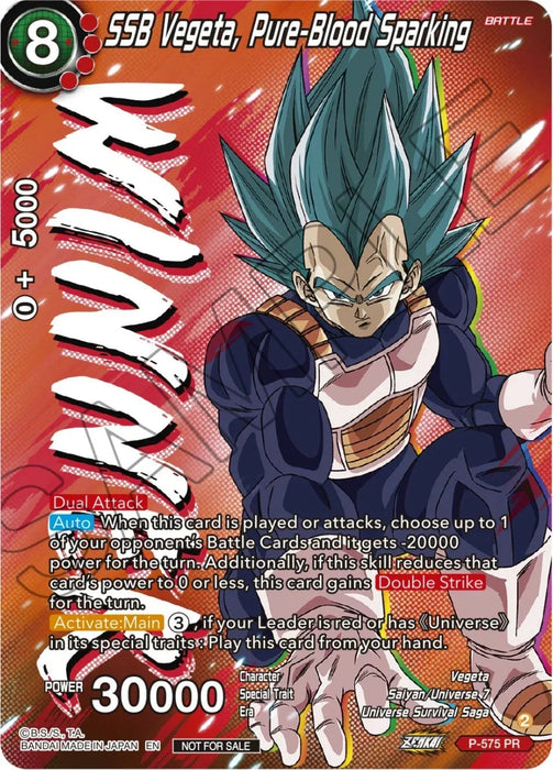 SSB Vegeta, Pure-Blood Sparking (Zenkai Series Tournament Pack Vol.7) (Winner) (P-575) [Tournament Promotion Cards] - for just $5.95! 