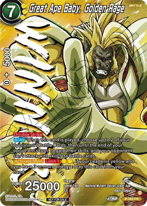 Great Ape Baby, Golden Rage (Zenkai Series Tournament Pack Vol.7) (Winner) (P-583) [Tournament Promotion Cards] - for just $1.25! 