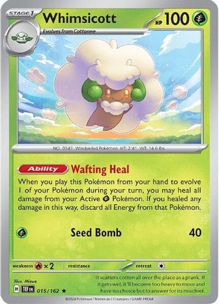 Whimsicott 015/162 - SV05 Temporal Forces Holofoil - for just $0.05! 