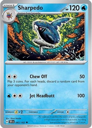 Sharpedo 043/162 - SV05 Temporal Forces - for just $0.05! 