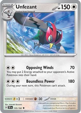 Unfezant 135/162 - SV05 Temporal Forces - for just $0.05! 