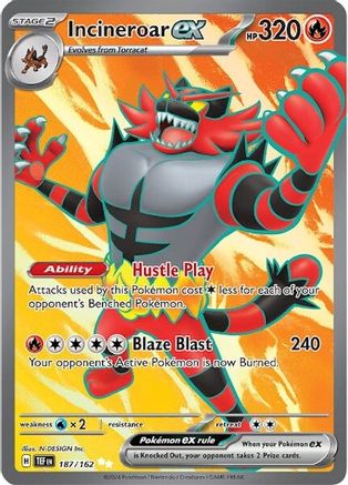 Incineroar ex 187/162 - SV05 Temporal Forces Holofoil - for just $1.30! 