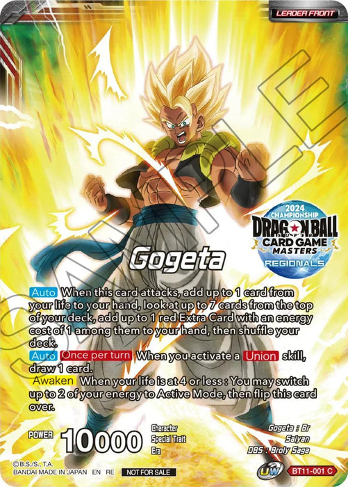 Gogeta // SSB Gogeta, Prophet of Demise (Championship Golden Card 2024 Vol.1) (BT11-001) [Tournament Promotion Cards] - for just $0.10! 