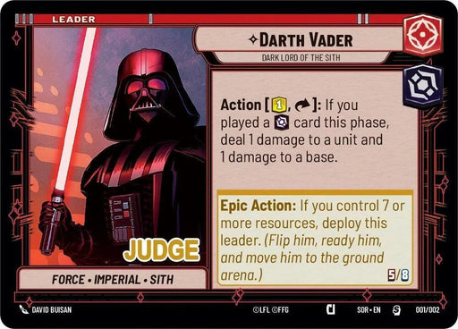 Darth Vader - Dark Lord of the Sith (Judge Promo) (001/002) [Spark of Rebellion Promos] - for just $0.80! 