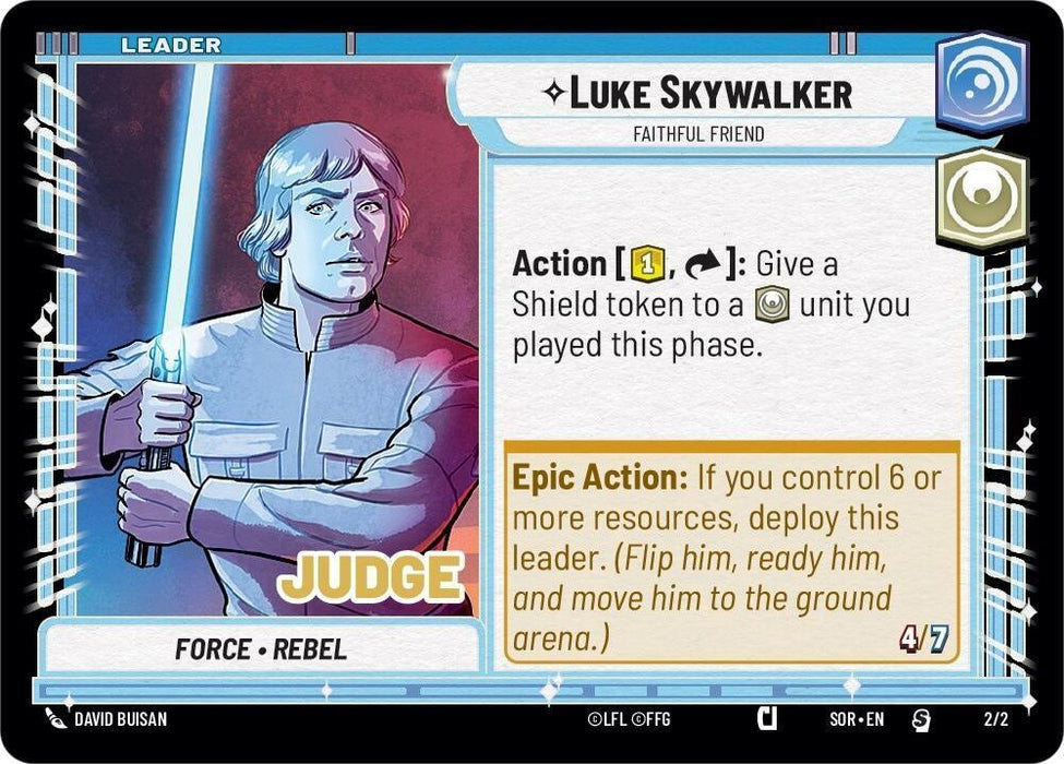 Luke Skywalker - Faithful Friend (Judge Promo) (002/002) [Spark of Rebellion Promos] - for just $0.55! 